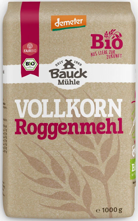 Biodynamisk Fuldkorns Rugmel - 1KG - Bauck Mühle