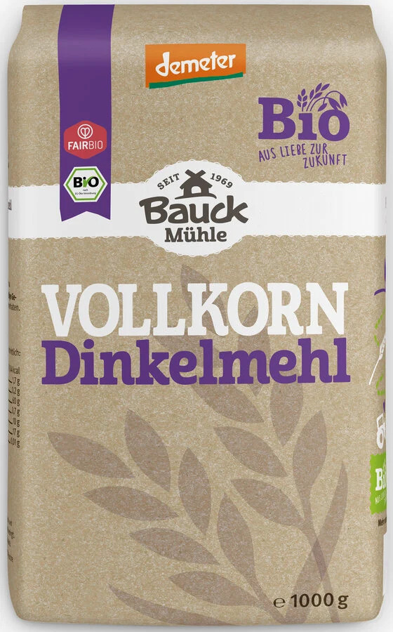 Biodynamisk Fuldkorns Speltmel - 1KG - Bauck Mühle