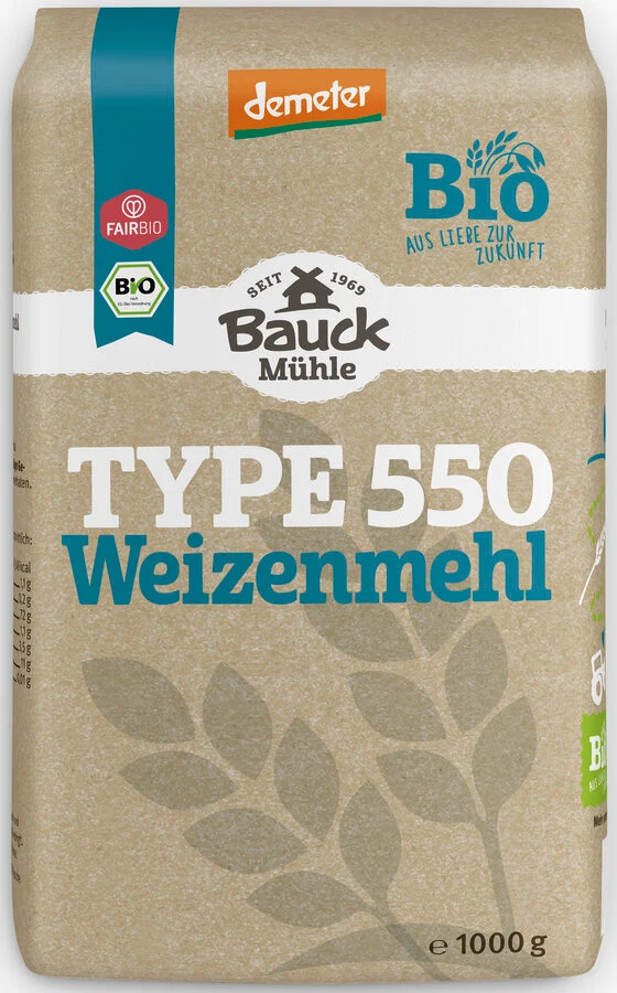 Biodynamisk Hvedemel Type 550 - 1KG - Bauck Mühle