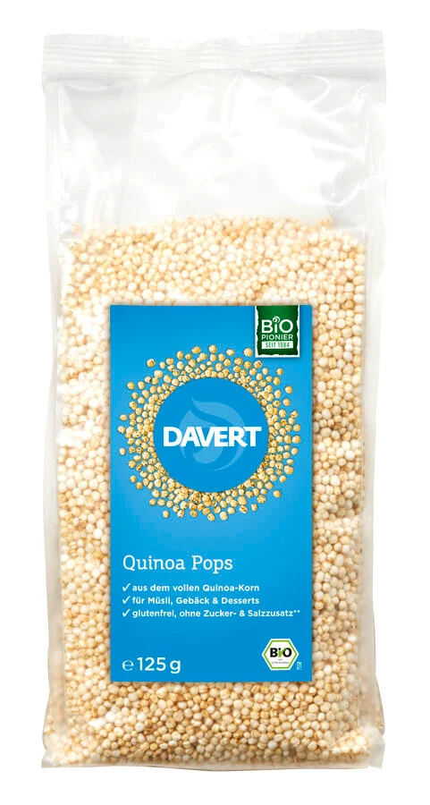 Økologiske Puffet Quinoa Pops - 125G - Davert
