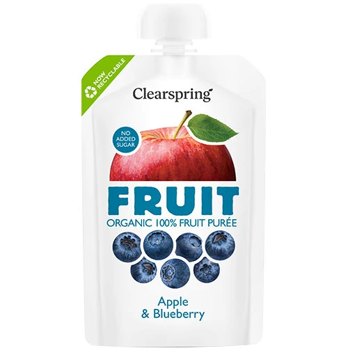 Clearspring Fruktpuré Ekologisk 100 g | Äpple & Blåbär