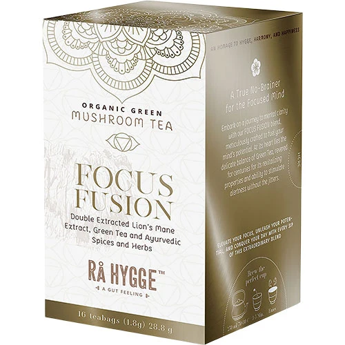 Rå Hygge Focus Fusion - Lion's Mane Green Tea Ekologisk | 16 påsar