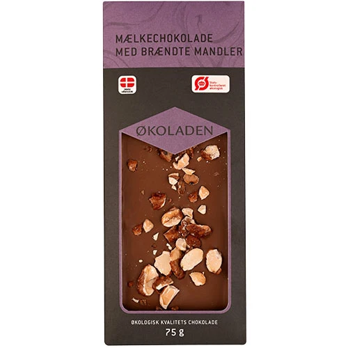 Økoladen Mjölkchoklad med brända mandlar Økologisk | 75 g