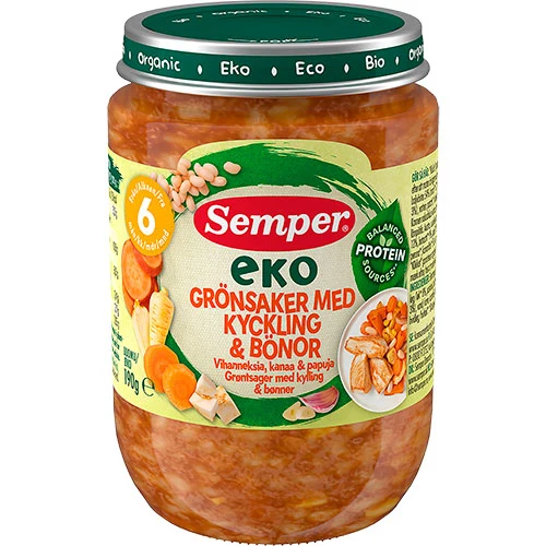 Semper Ekologisk Ekologisk Grönsaker med kyckling & bönor Ekologisk | 190 g