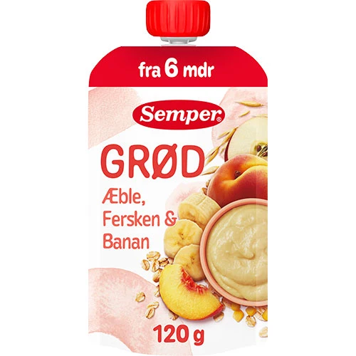 Semper Gröt med äpple, persika & banan från 6 mån. | 120 g