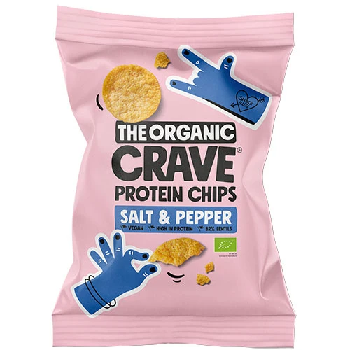 The Organic Crave Veganska proteinchips med salt & peppar Ekologisk | 75 g