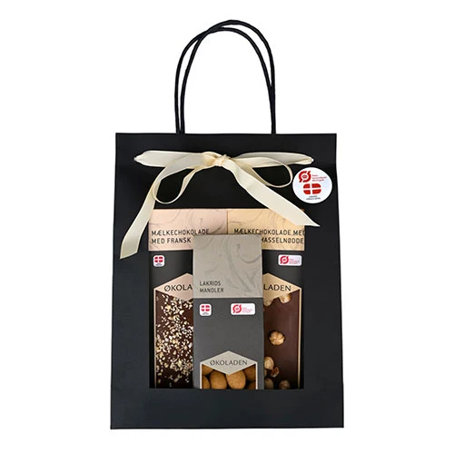 Økoladen Gourmet Presentpåse Økologisk med 2 chokladkakor och dragé mandlar | Kräm