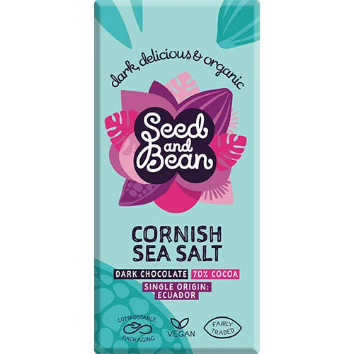 Seed & Bean Choklad Mörk 70% Cornish Sea Salt Ekologisk | 75 g