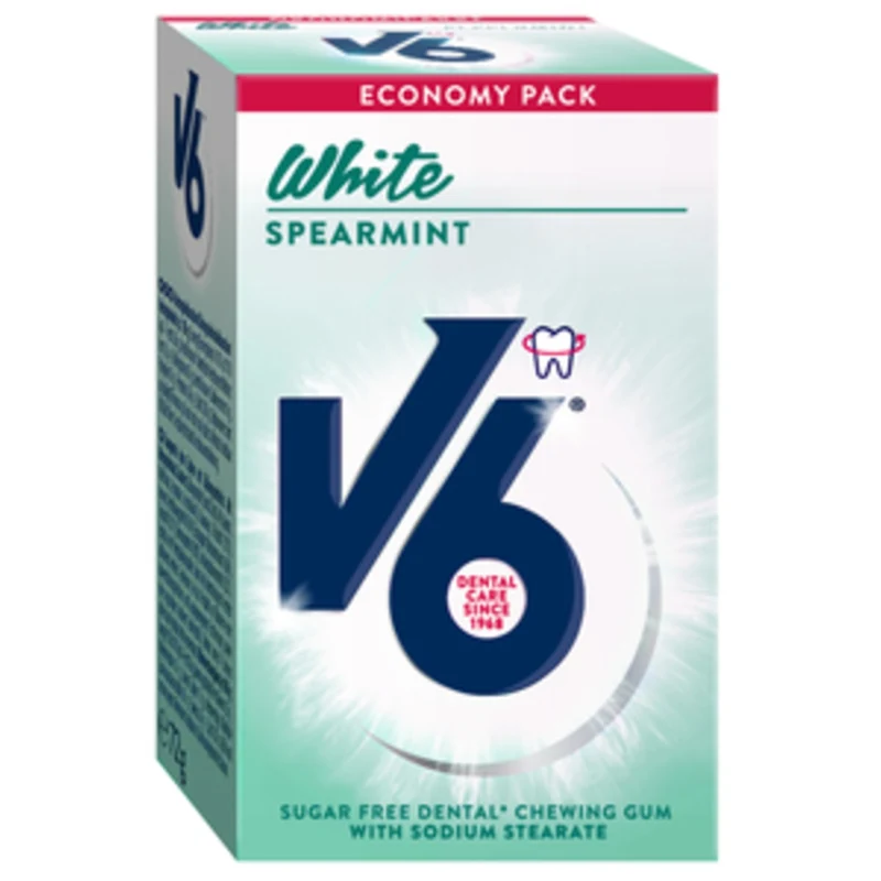 V6 White Spearmint Tuggummi Sockerfri