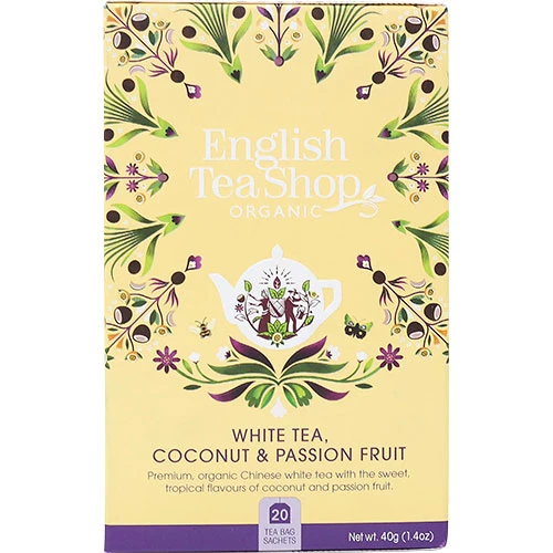English Tea Shop Vit Te, Kokos & Passionsfrukt, 20 Påsar Ekologisk | 20 påsar