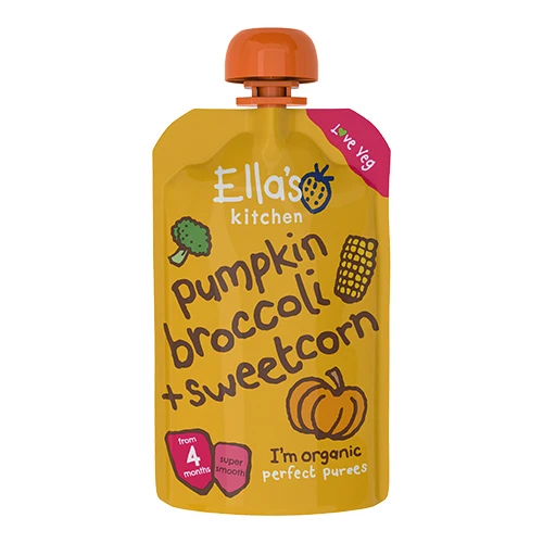Ellas Kitchen Babymos 4 mån+ Pumpa, Broccoli & Majs Ekologisk | 120 g