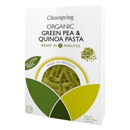 Clearspring Fusilli Med Gröna Ärter & Quinoa Økologisk Glutenfri Vegansk | 250 g