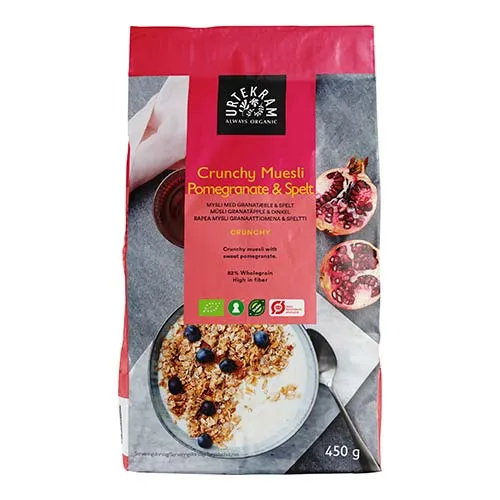 Urtekram Crunchy Müsli Granatäpple & Dinkel Ekologisk | 450 g