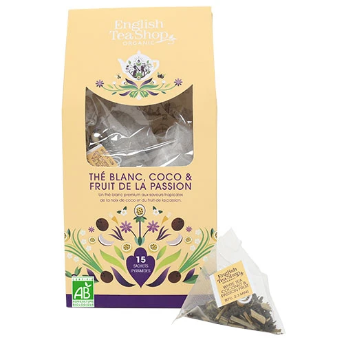 English Tea Shop Vit Te, Kokos & Passionsfrukt Te Ekologisk | 15 påsar