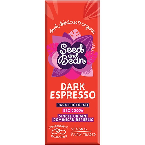 Seed & Bean Mörk Choklad 58% Espresso Ekologisk | 25 g