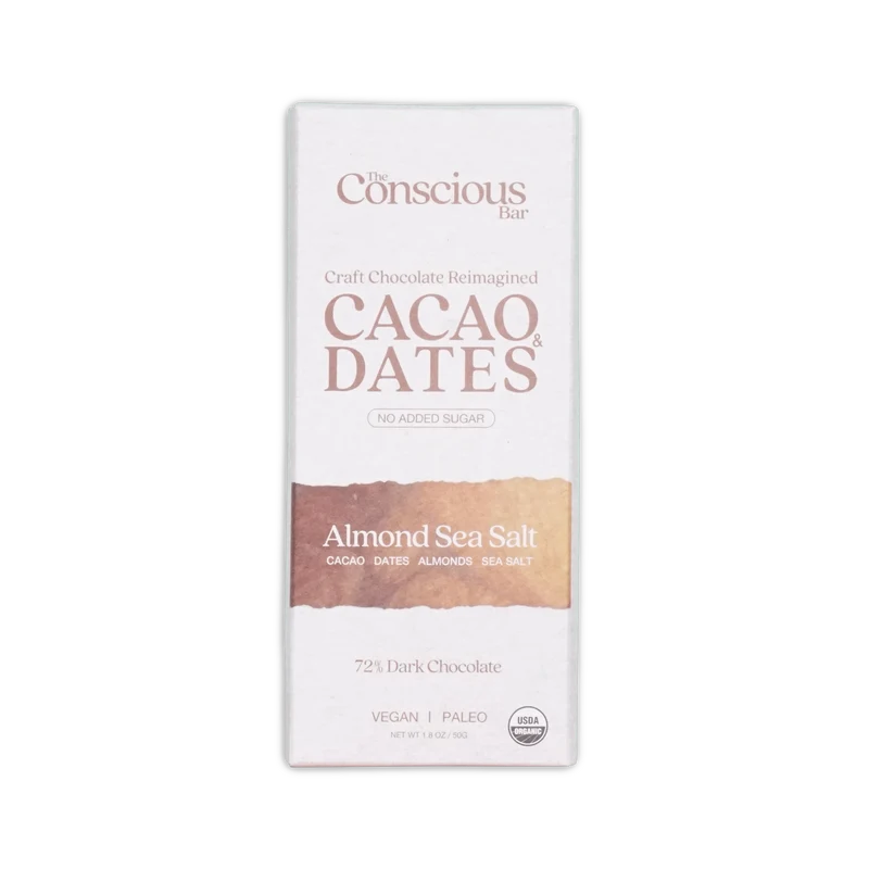 The Conscious Bar Dark Almond Sea Salt 72%