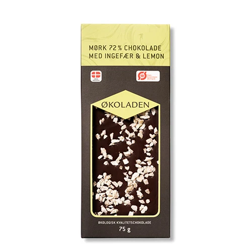 Økoladen Choklad Mörk Økologisk 72% | Ingefära/lemon