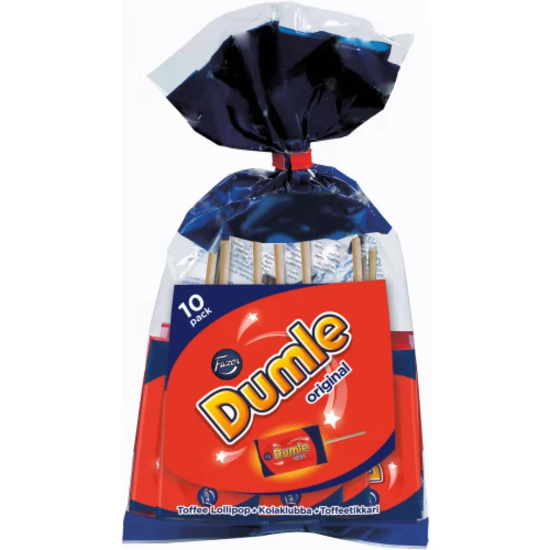 Fazer Dumleklubba - Chewy Toffee Lollipop coated in Milk Chocolate 10x10g