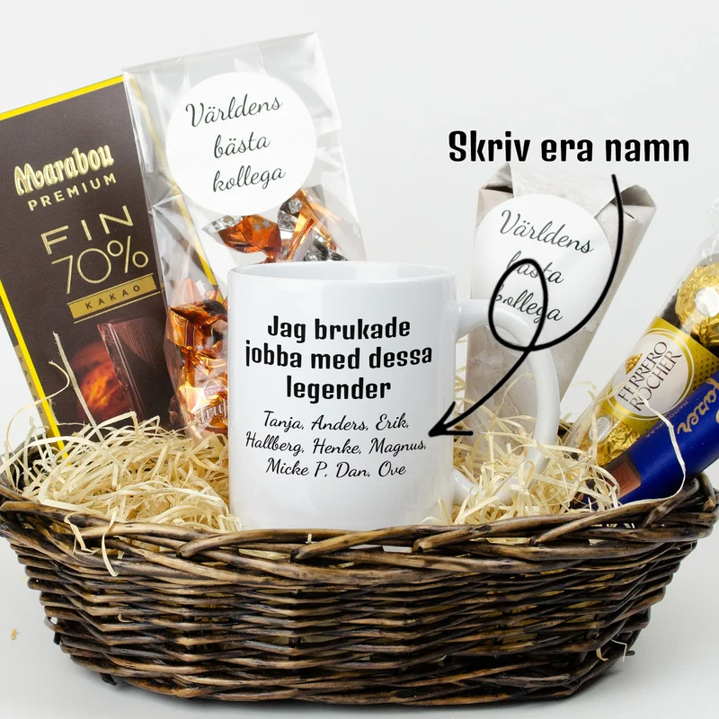 Present till kollega | Jag brukade jobba med dessa legender | Presentkorg med egen text