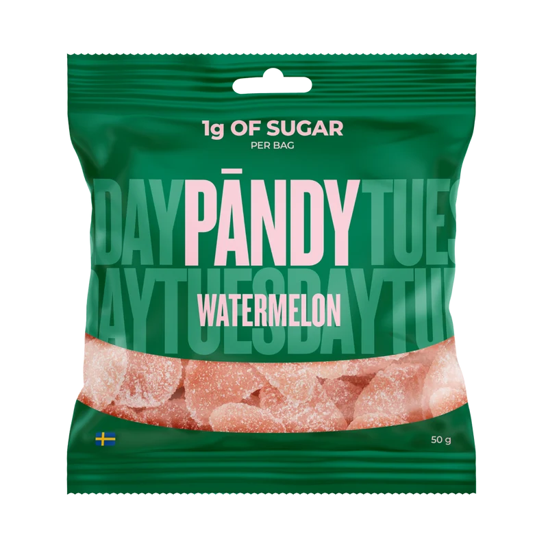 Pändy Watermelon 50 g – Godis med 1 g socker