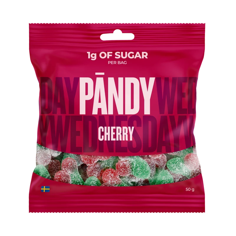 Pändy Cherry 50 g – Godis med 1 g socker