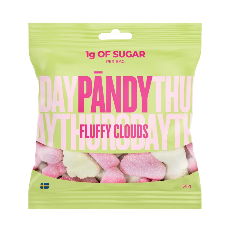 Pändy Fluffy Clouds 50 g – Godis med 1 g socker