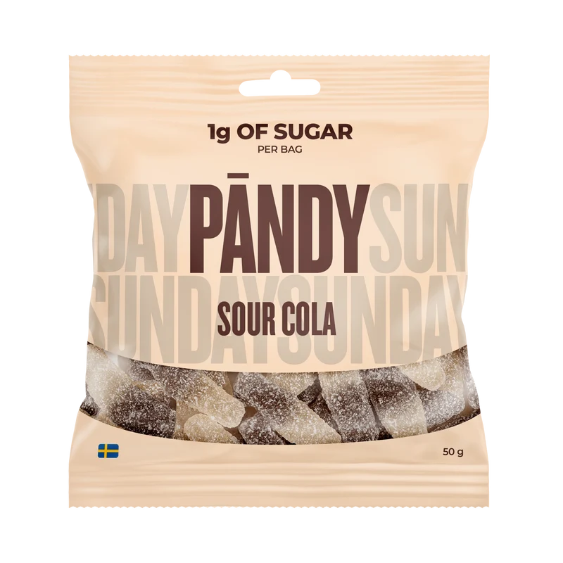 Pändy Sour Cola 50 g – Godis med 1 g socker
