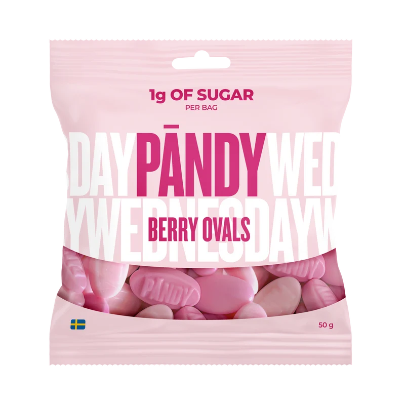 Pändy Berry Ovals 50 g – Godis med 1 g socker