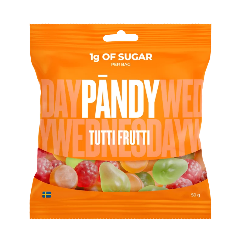 Pändy Tutti Frutti 50 g – Godis med 1 g socker
