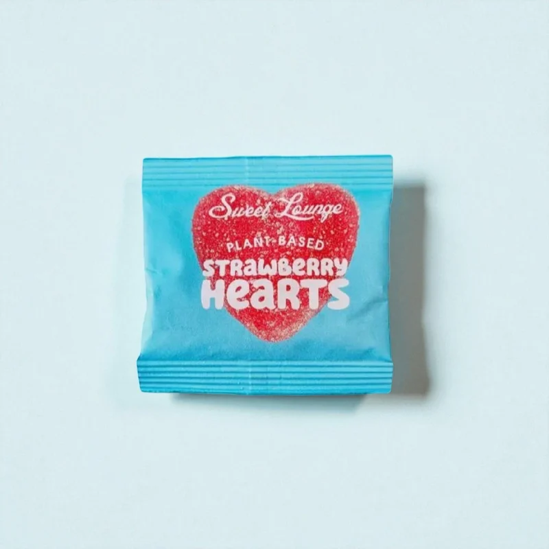Sweet Lounge - Veganska Bubbliga Jordgubbshjärtan (Plastfria) 25g