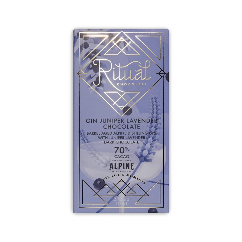 Ritual Chocolate Alpine Gin Juniper Lavender 70%