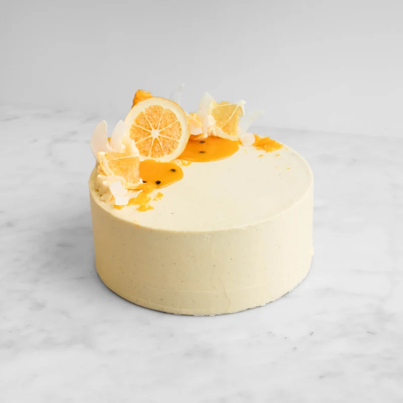 Vanilla Bean & Passionfruit Curd Cake | Vegan