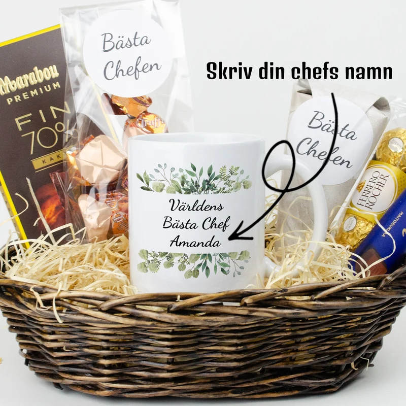 Present till chefen | Världens bästa chef | Presentkorg med eget tryck