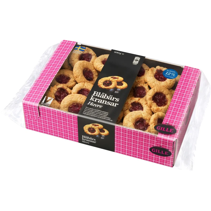 Gille Blåbärskransar Havre – Oat Cookies with Blueberry Filling 600g