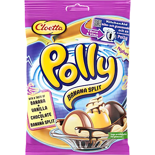 Cloetta Polly Banana Split - Foam Candies Coated in Smooth Chocolate 150g