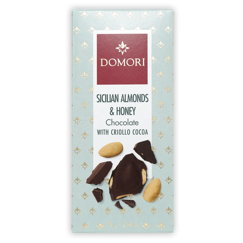 Domori Dark Milk Chocolate w/ Sicilian Almonds & Honey 35%