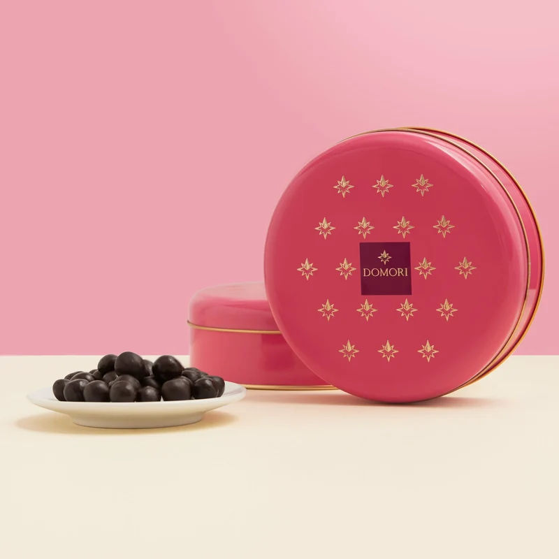 Domori Chocolate Coated Amarena Cherries Tin Gift Box 62%