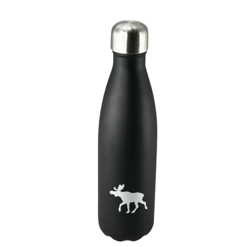 Thermosflasche - Schwarz mit Elch - 0,5 Liter Inhalt