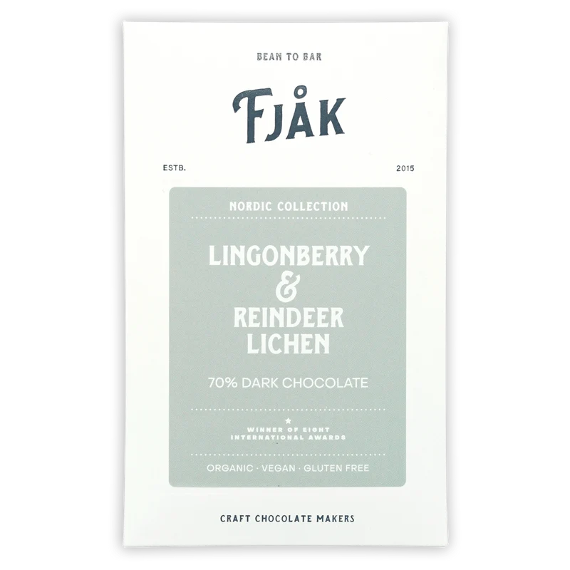 Fjåk Lingonberry & Lichen Dark Chocolate 70% (Seasonal)