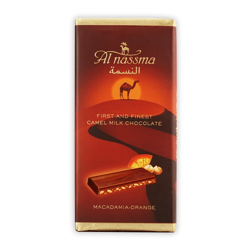 Al Nassma Camel Milk Chocolate w/ Macadamia Orange 46%