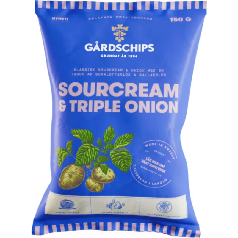 Gårdschips Sourcream & Triple Onion Chips - Sourcream & Triple Onion Chips 150g