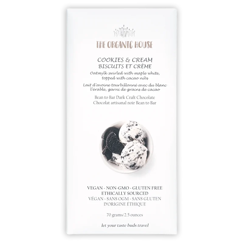 The Organic House White Chocolate Cookies & Cream 55%