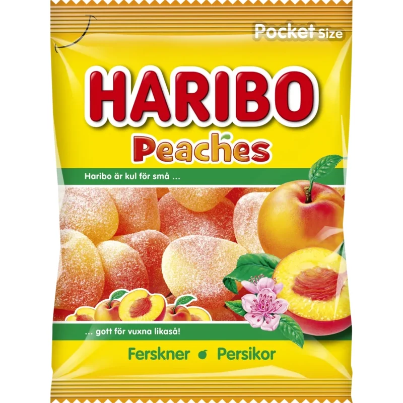 Haribo Peaches - Juicy Gummy Candies 80g