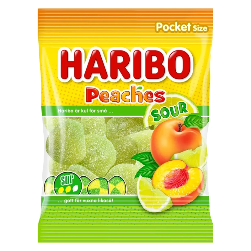 Haribo Peaches Sour - Sour Gummy Candies 70g