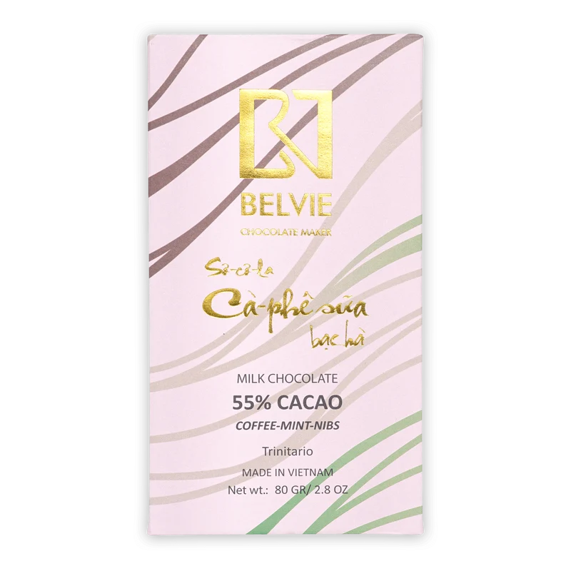 Belvie Dark Milk w/ Coffee, Mint & Nibs 55%