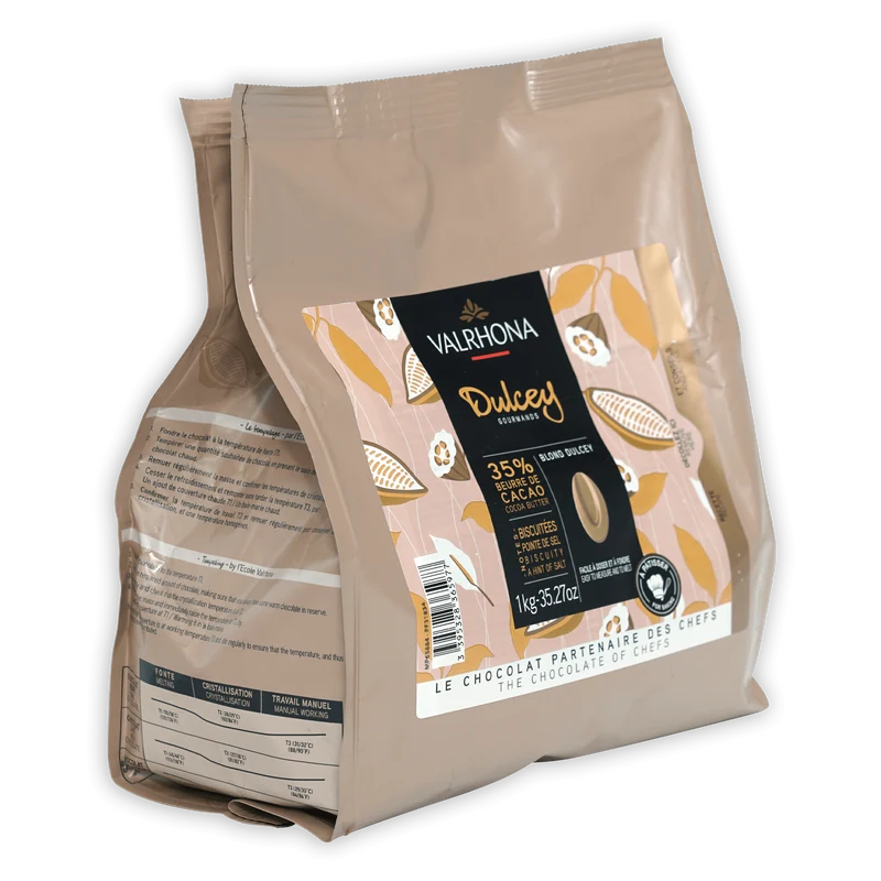 Valrhona Bulk Baking Feves Dulcey Blond Chocolate 35% (1kg)