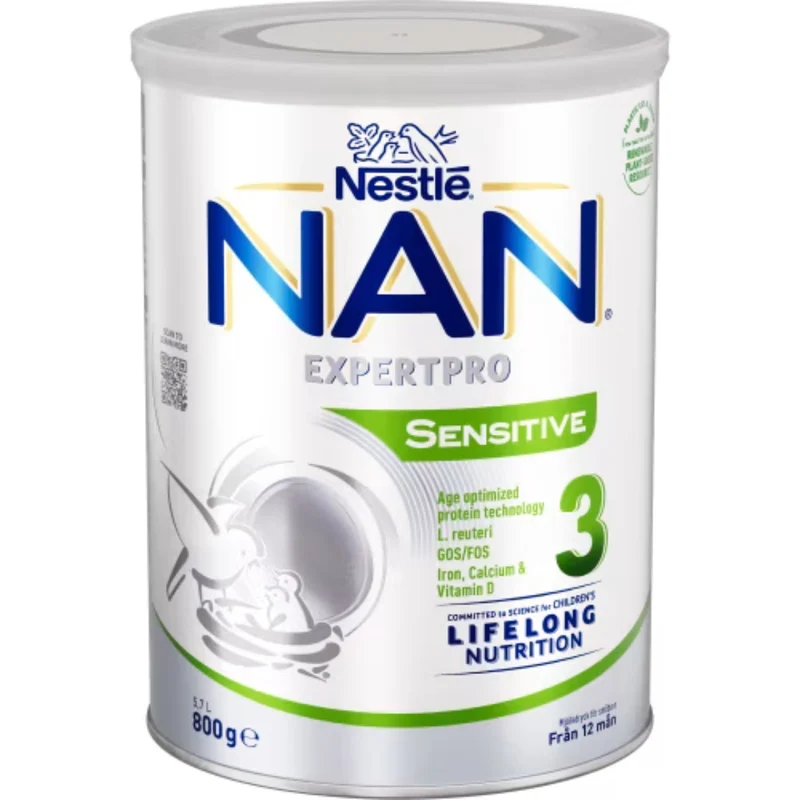 Nestlé Nan 3 Mjölkdryck Sensitive Från 12 Månader - Milk-based drink for toddlers from 12 months 7.4l