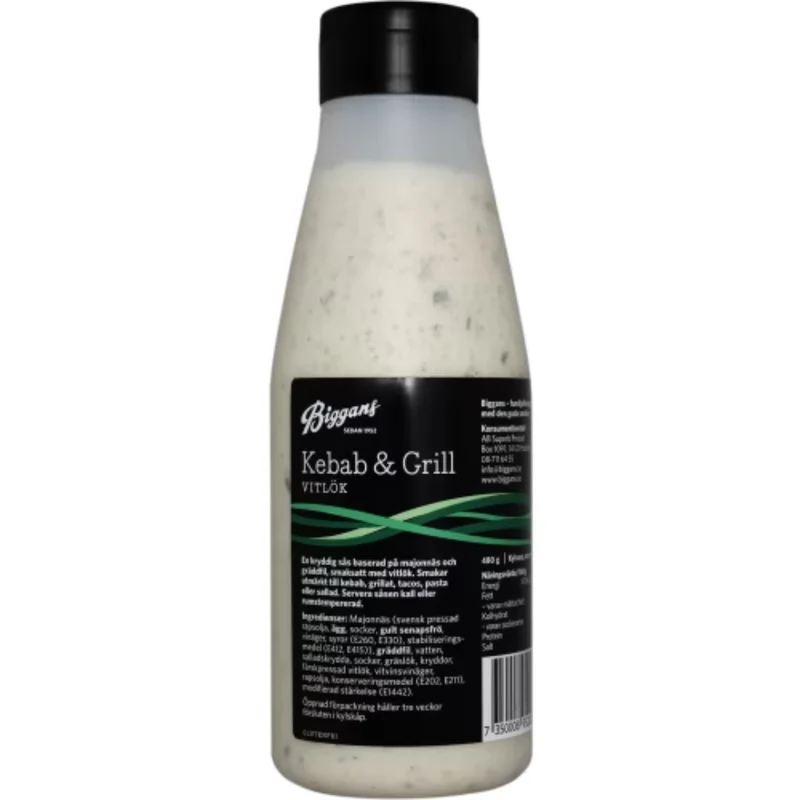 Biggans Kebabsås Vitlök - Garlic Sauce 480g
