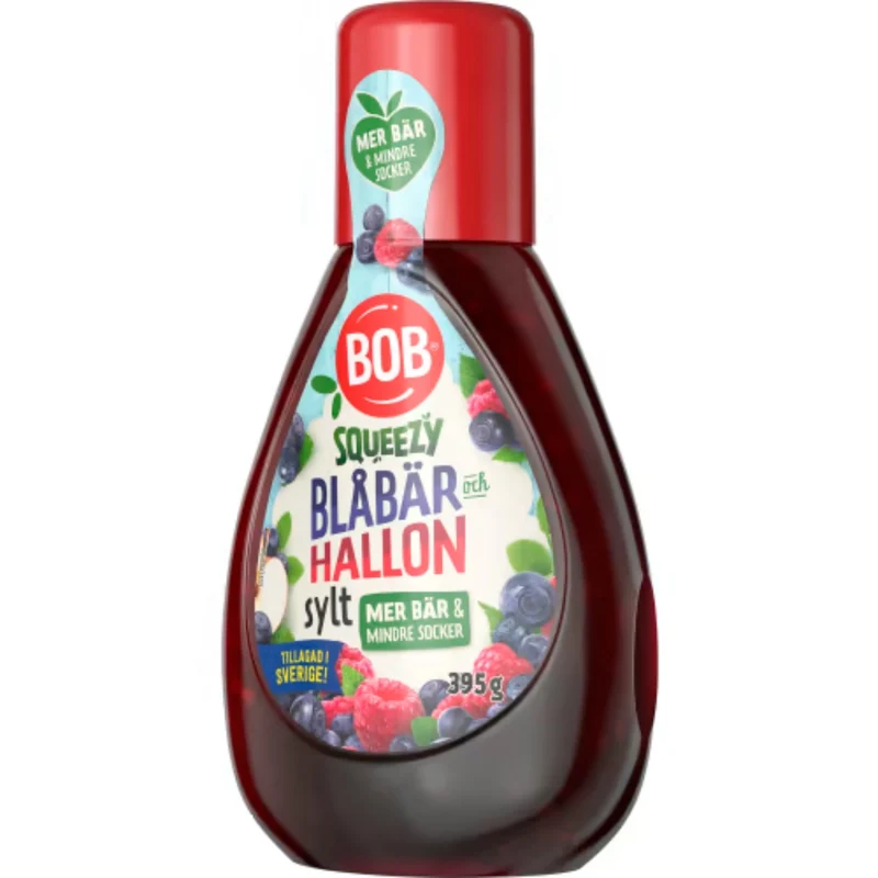Bob Blåbär Hallon Sylt Squeezy - Squeezy Blueberry & Raspberry Jam 395g