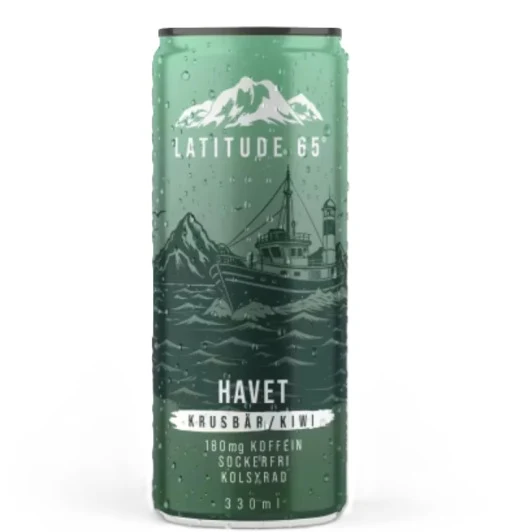 Latitude 65 Havet Krusbär/kiwi Energidryck Burk Sockerfri - Gooseberry/Kiwi Energy Drink Sugar free 33cl